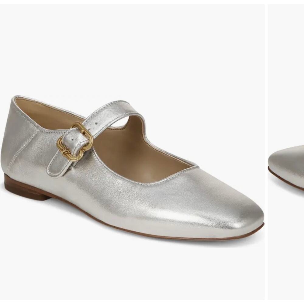 NEW Sam Edelman Michaela Mary Jane flats in soft metallic silver leather Ballet